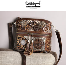Load image into Gallery viewer, Cobbler Legend Bohemian Genuine Leather Designer Floral Bags Women Shoulder Bag Patchwork Tassels Bag Vintage Handbags Purse