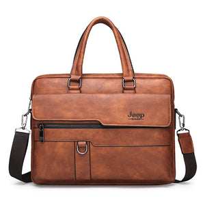 Jeep B Men Briefcase Bag High Quality Business Leather Shoulder