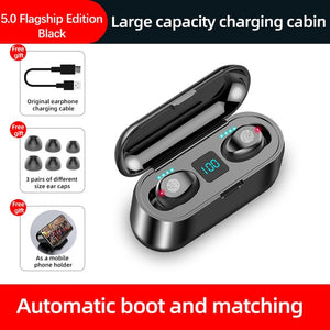 New F9 Wireless Headphones Bluetooth 5.0  Mini In-ear Sports TWS Headset HIFI