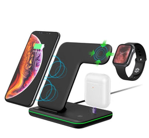 Qi-Fast 3 in 1 Wireless Charging Station for Apple iPhone, Apple Watch AirPods